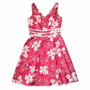 SCARLETT Red/White Sleeveless Floral cocktail dress size 8 Pin-Up Style